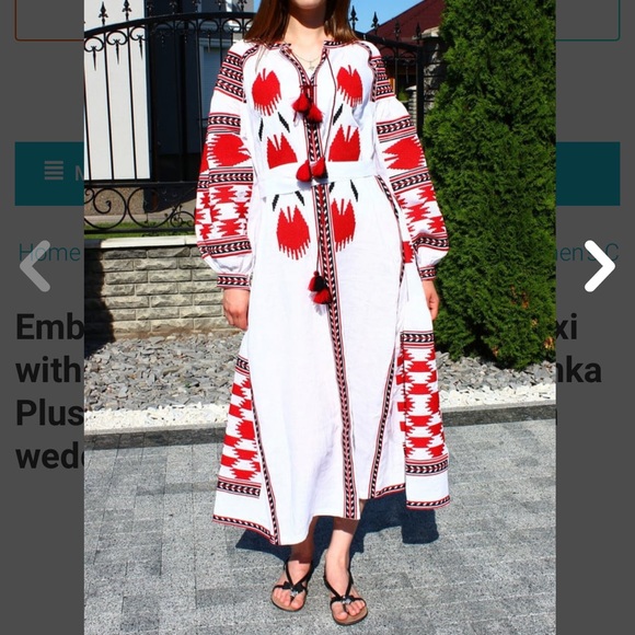 seezona Dresses & Skirts - NWT Embroidered linen boho dress maxi with fashion embroidery Vyshyvanka